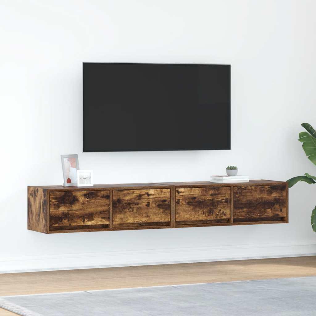 Tv-skabe 2 stk. 80x31x25,5 cm konstrueret træ røget egetræ