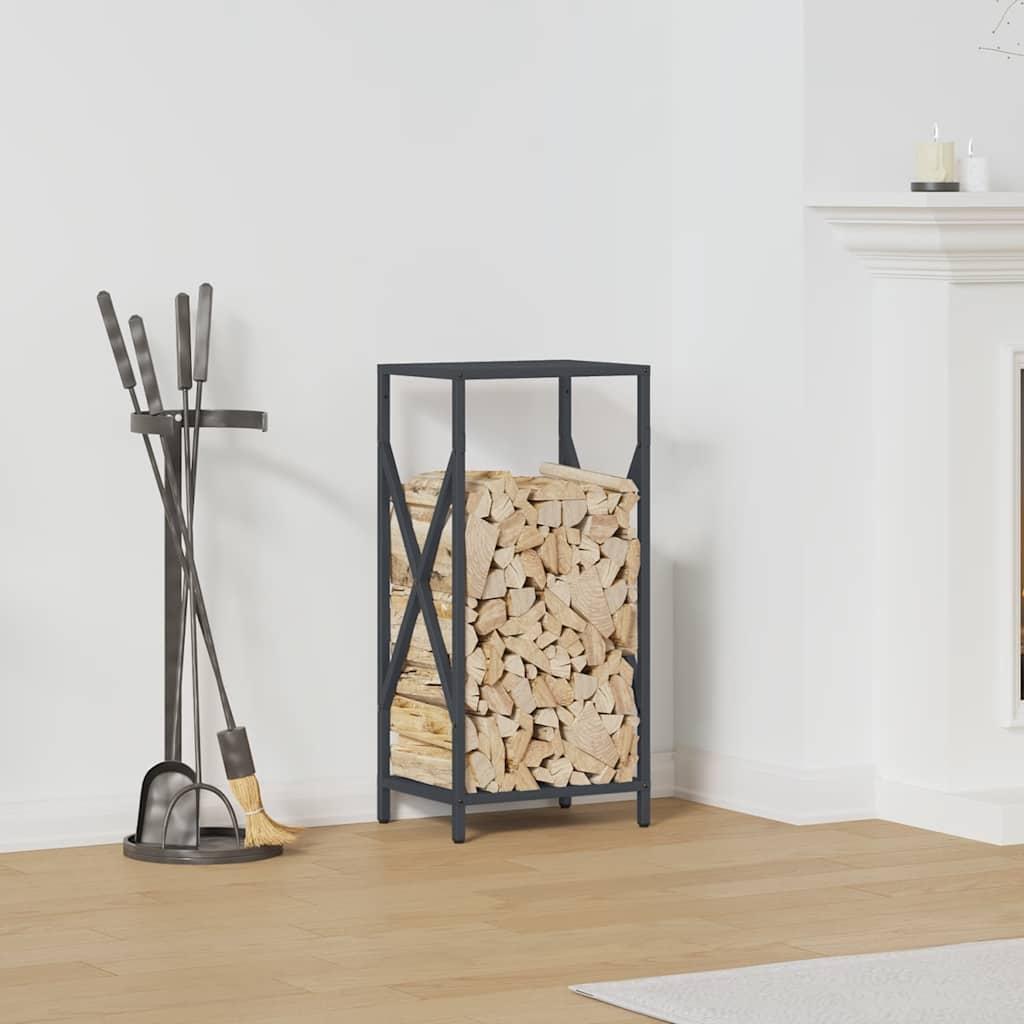 Brændestativ 34 × 25 × 70 cm i koldvalset stål - antracitgrå