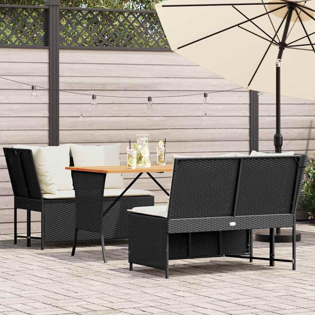 Sofasæt til haven 3 dele med hynder polyrattan sort