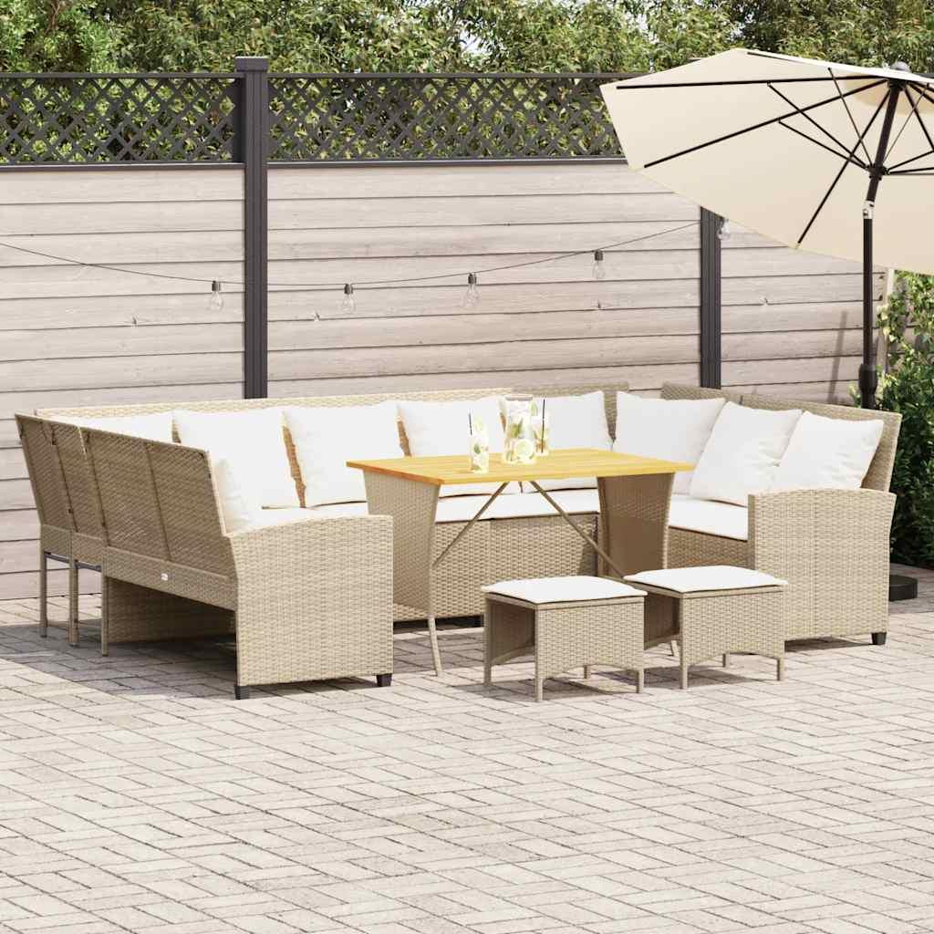 Sofasæt til haven 4 dele med hynder polyrattan beige