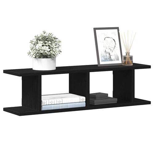 Væghylder 2 stk. 75x18x20 cm konstrueret træ sort egetræ