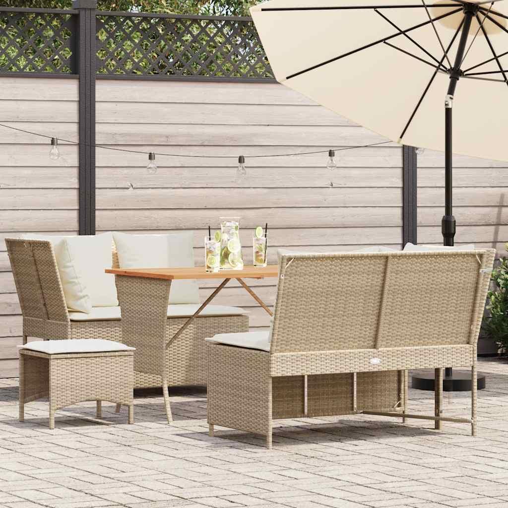 Sofasæt Til Haven 5 Dele Med Hynder Polyrattan - Beige og cremehvid