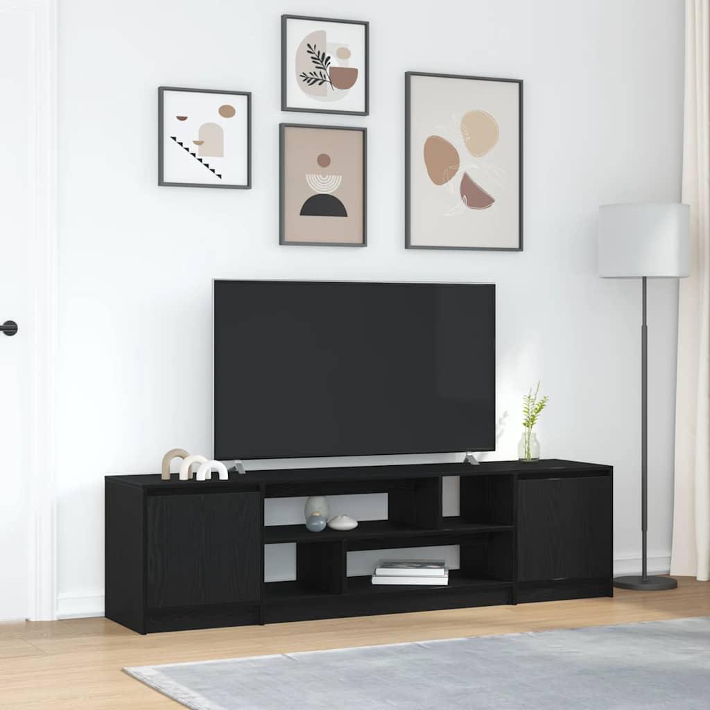Tv-bord 188,5x41x50 cm konstrueret træ sort egetræsfarve