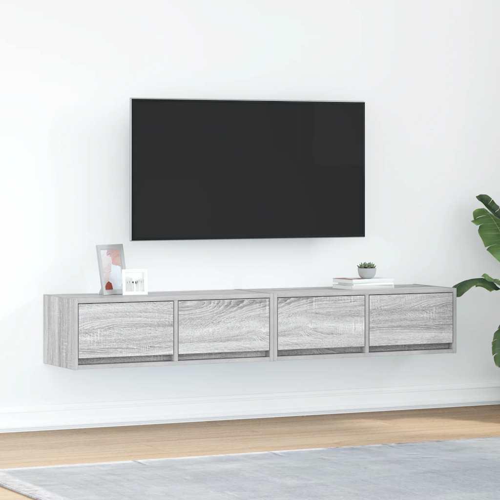 Tv-borde 2 stk. 80x31x25,5 cm konstrueret træ grå sonoma-eg