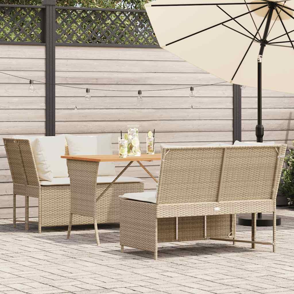 Sofasæt til haven 3 dele med hynder polyrattan beige