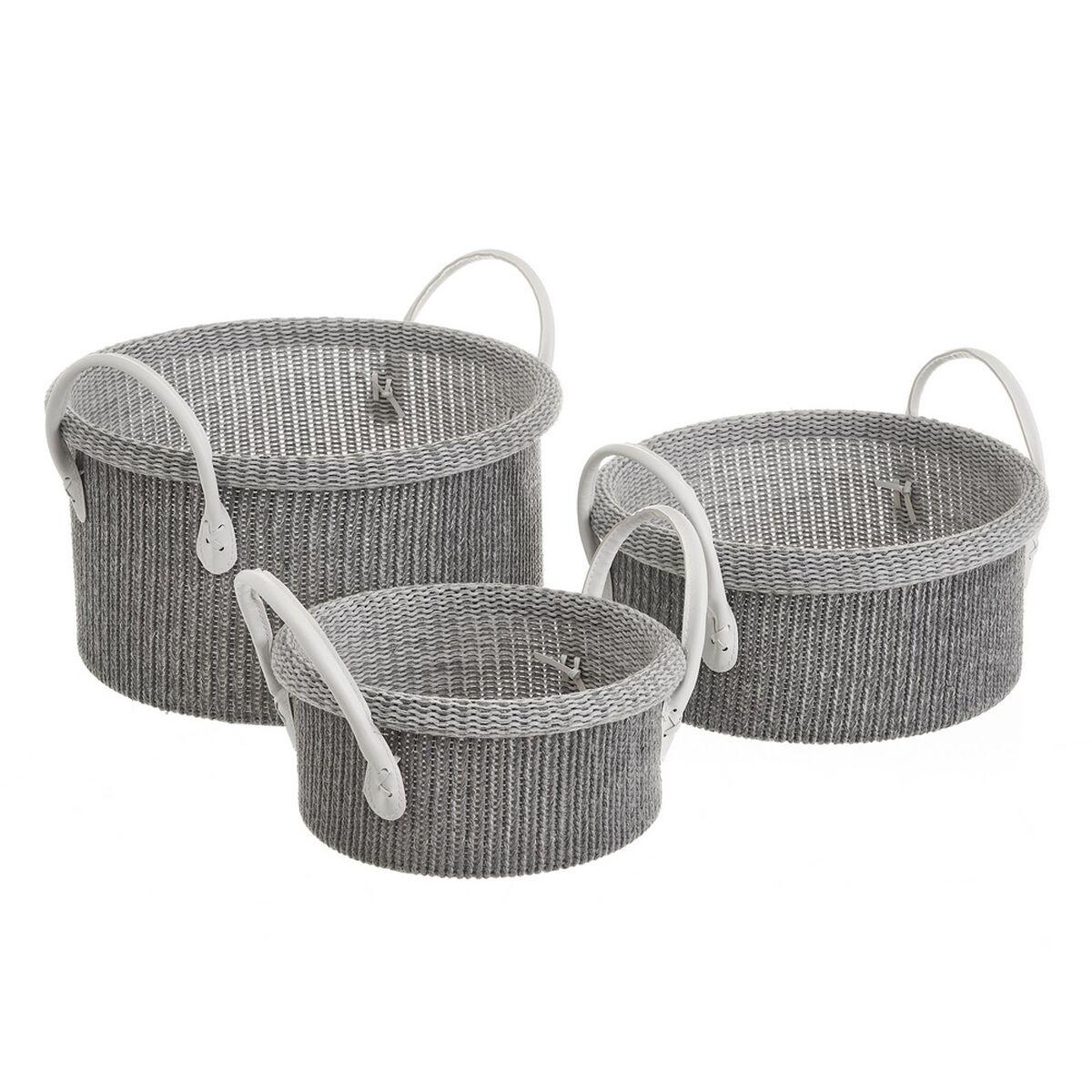 Multibrug kurv Hvid Grå Polyester (3 enheder)