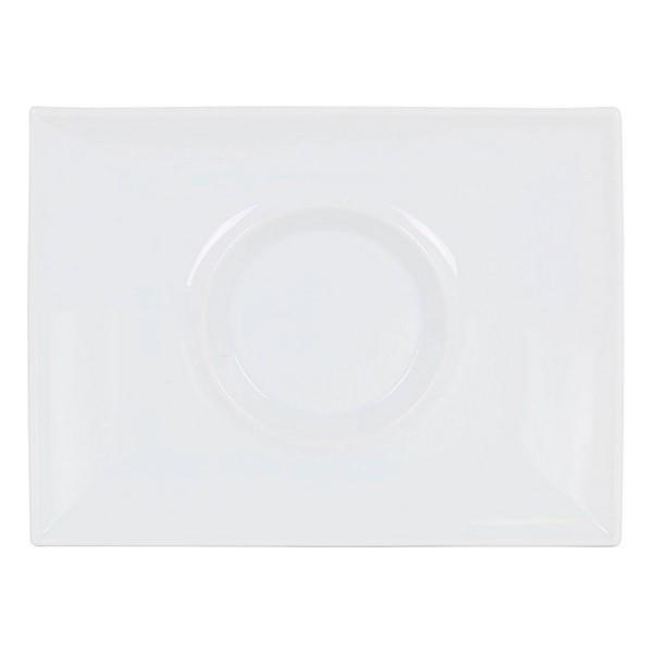 Flad Plade Inde Gourmet Porcelæn Hvid 29,5 x 22 x 3 cm