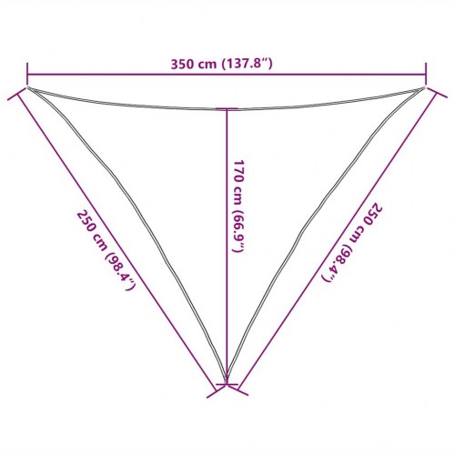 Solsejl trekantet 2,5×2,5×3,5 m - gul HDPE 160 g/m²