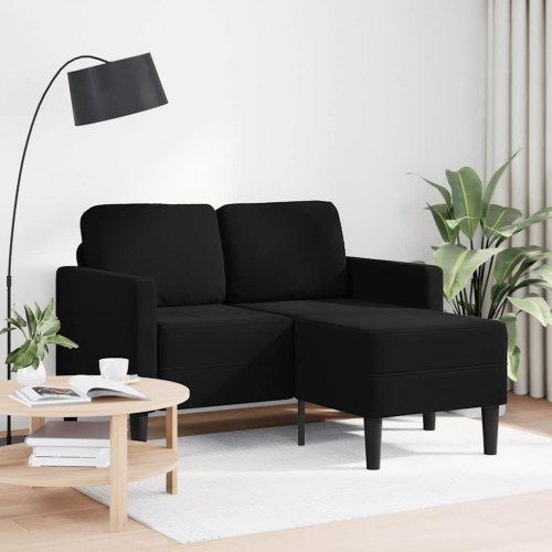 2-personers sofa med chaiselong L-formet sort 125 cm fløjl