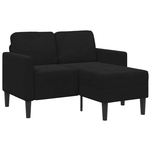 2-personers sofa med chaiselong L-formet sort 125 cm fløjl