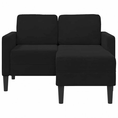 2-personers sofa med chaiselong L-formet sort 125 cm fløjl