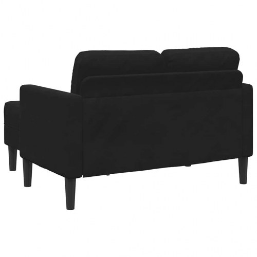 2-personers sofa med chaiselong L-formet sort 125 cm fløjl
