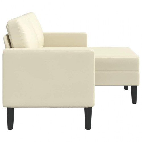 2-personers sofa med chaiselong L-formet 125cm kunstlæder creme