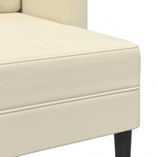 2-personers sofa med chaiselong L-formet 125cm kunstlæder creme