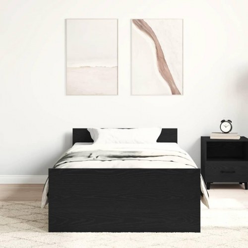 Sengeramme 90 x 190 cm - konstrueret træ i sort eg