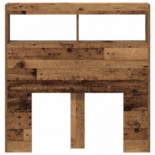 Sengegavl med opbevaring og LED-lys 100 x 17 x 102 cm - antikt træ