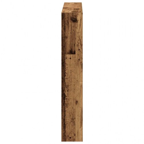 Sengegavl med opbevaring og LED-lys 100 x 17 x 102 cm - antikt træ