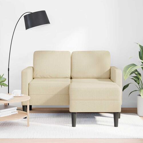 2-personers sofa med chaiselong L-formet 125cm stof cremefarvet
