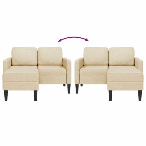 2-personers sofa med chaiselong L-formet 125cm stof cremefarvet