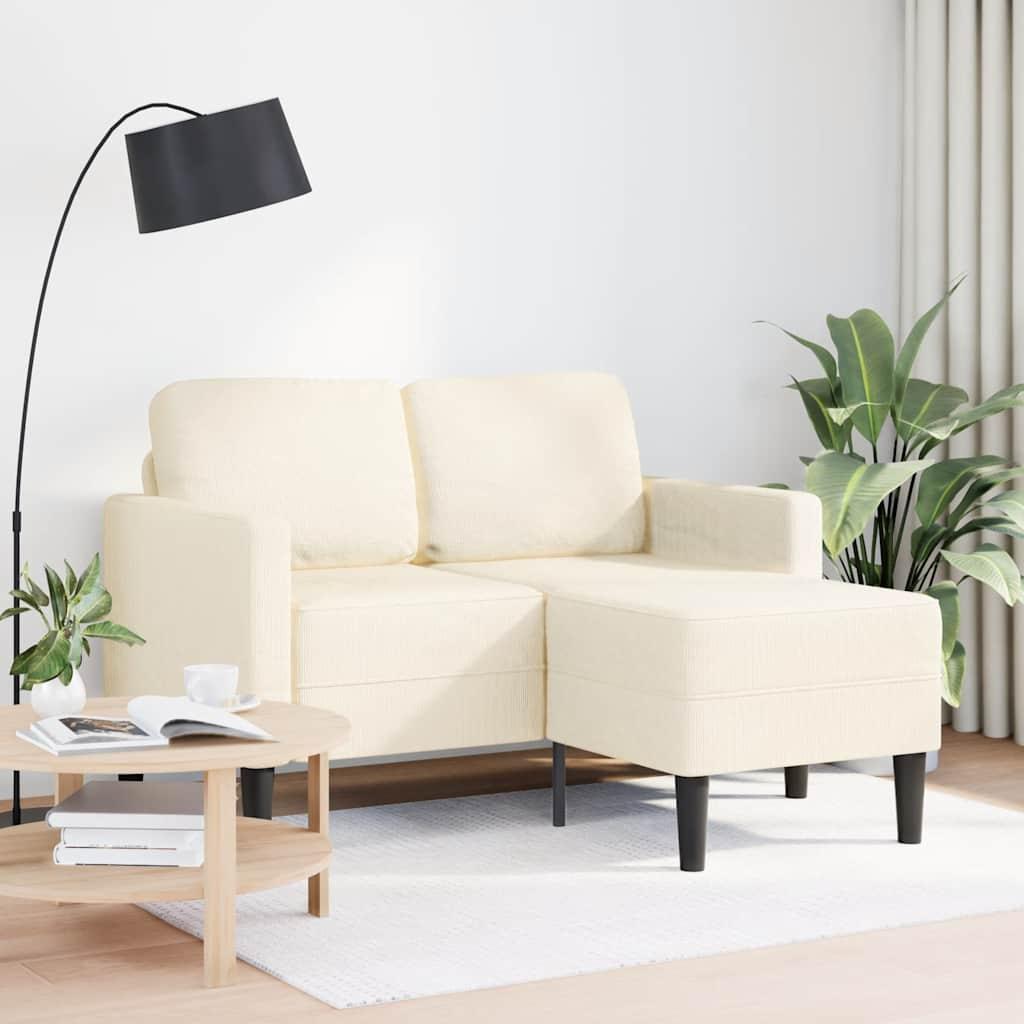 2 Personers Sofa Med Chaiselong L Formet 125 Cm Linned Creme