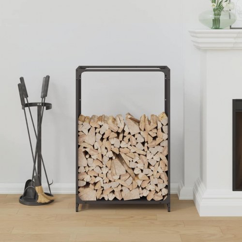 Brændestativ 60 × 28 × 90 cm - koldvalset stål, sort