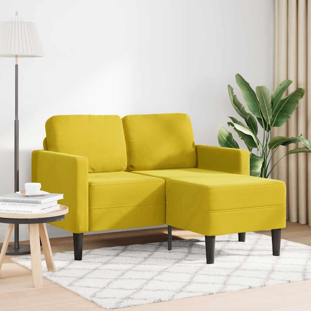 2-personers sofa med chaiselong L-formet 125 cm fløjl gul