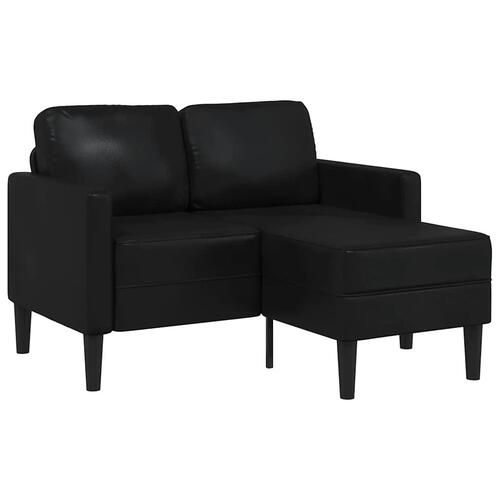 2-personers sofa med chaiselong L-formet 125 cm kunstlæder sort