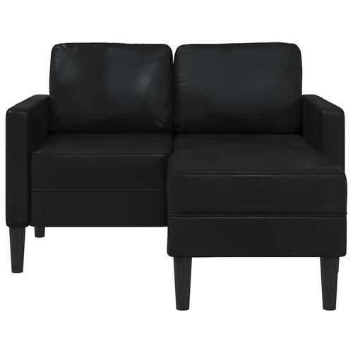 2-personers sofa med chaiselong L-formet 125 cm kunstlæder sort