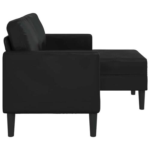 2-personers sofa med chaiselong L-formet 125 cm kunstlæder sort
