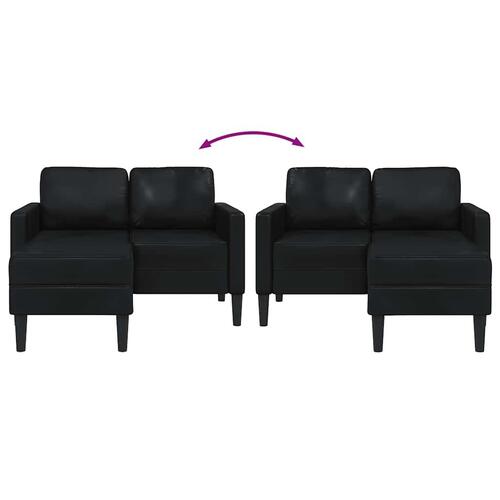 2-personers sofa med chaiselong L-formet 125 cm kunstlæder sort
