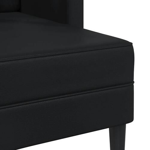 2-personers sofa med chaiselong L-formet 125 cm kunstlæder sort