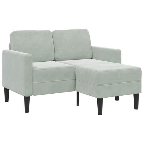 2-personers sofa med chaiselong L-formet 125 cm fløjl lysegrå
