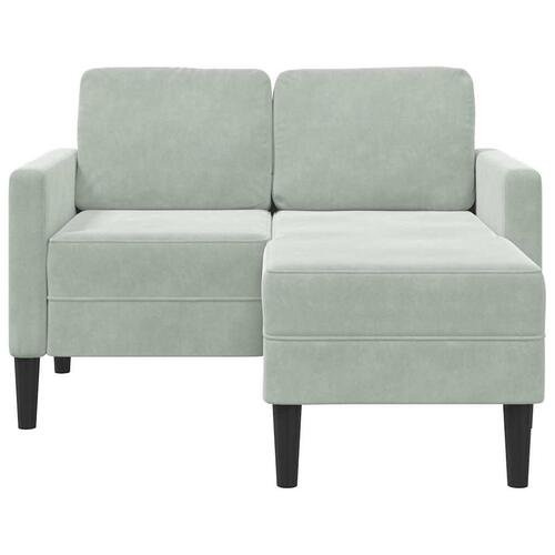 2-personers sofa med chaiselong L-formet 125 cm fløjl lysegrå