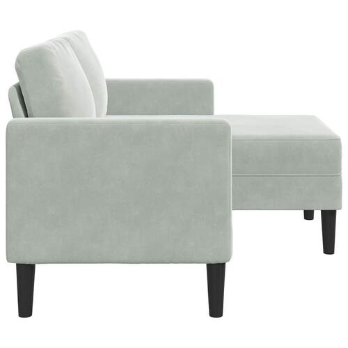 2-personers sofa med chaiselong L-formet 125 cm fløjl lysegrå