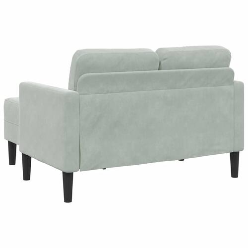 2-personers sofa med chaiselong L-formet 125 cm fløjl lysegrå