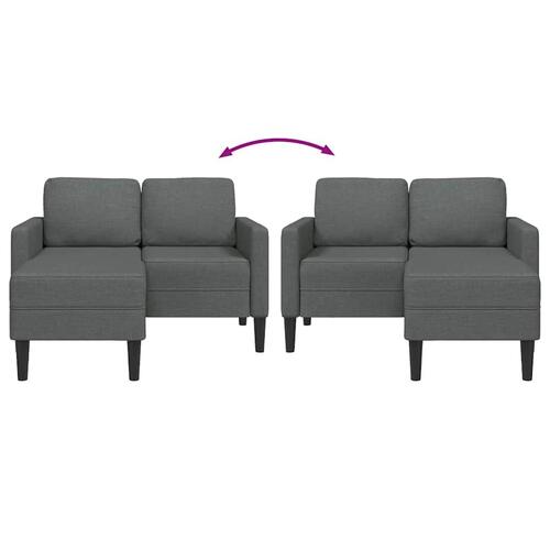 2-personers sofa med chaiselong L-formet 125 cm stof mørkegrå
