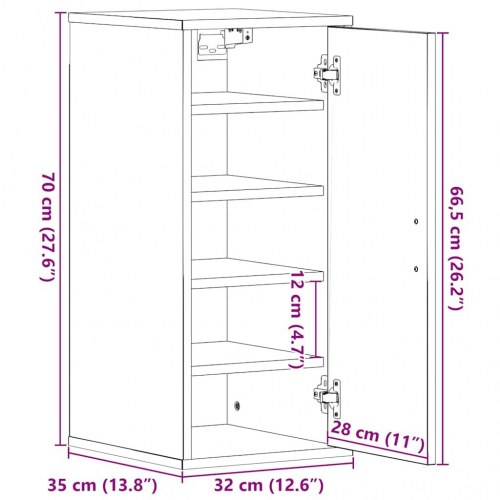 Skoskab 32×35×70 cm i konstrueret træ - sort egetræ