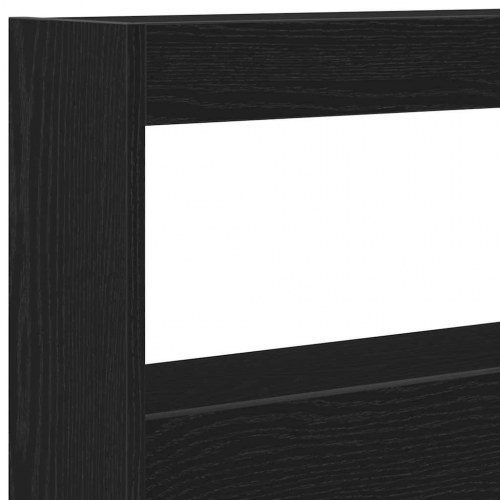 Sengegavl med opbevaring og LED-lys 180 x 17 x 102 cm - sort-eg