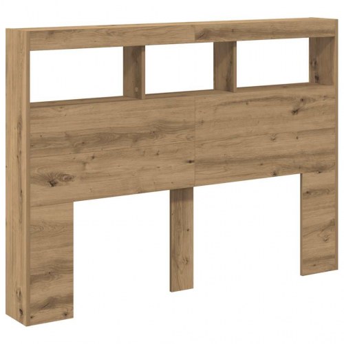 Sengegavl med opbevaring og LED-lys 140 x 17 x 102 cm