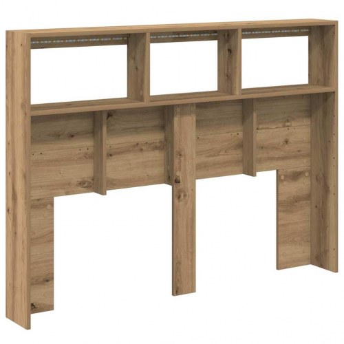 Sengegavl med opbevaring og LED-lys 140 x 17 x 102 cm