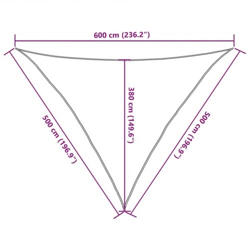 Solsejl trekant 5×5×6 m - HDPE 160 g/m², blå