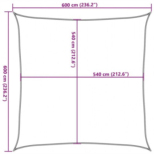 Solsejl 160 g/m² - firkantet 6 × 6 m, gul, HDPE