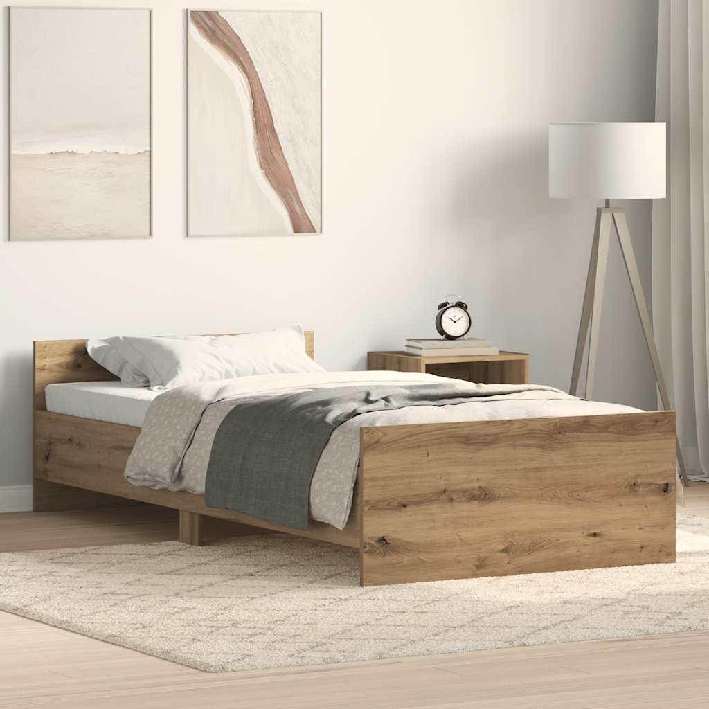 Sengestel Uden Madras 135X190Cm Konstrueret Træ Kunsteg Artisan Eg - 75 x 190 cm