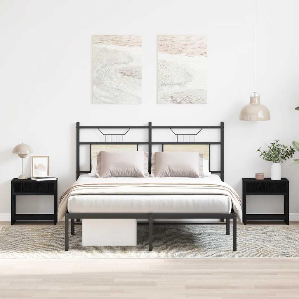 Sengeborde 2 stk. 40x30x40 cm konstrueret træ sort egetræsfarve