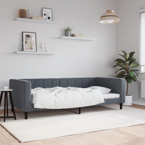 Daybed 90x190 cm i velour - mørkegrå sengeramme/sovesofa