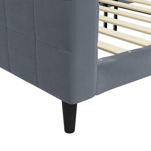 Daybed 90x190 cm i velour - mørkegrå sengeramme/sovesofa