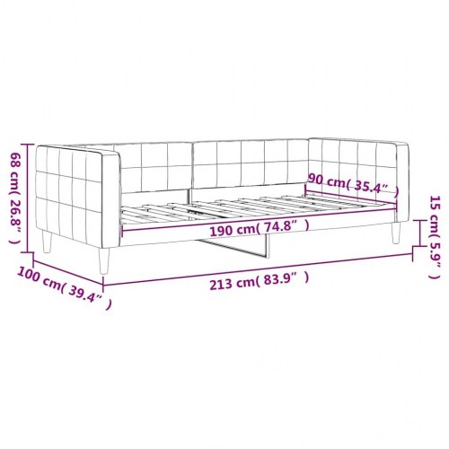 Daybed 90x190 cm i velour - mørkegrå sengeramme/sovesofa