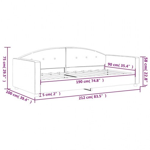 Daybed 90x190 cm i velour - mørkegrå sovesofa