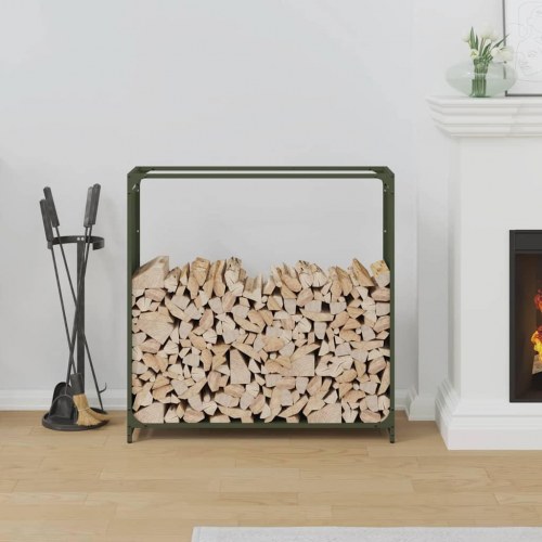 Brændestativ 90 × 28 × 90 cm i koldvalset stål - olivengrøn