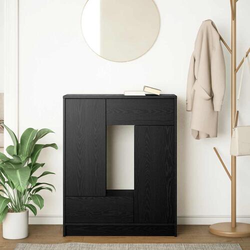 Skænk med skuffer og låger 73x31x90 cm sort egetræ